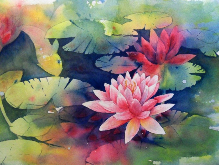 Водяная Лилия акварель