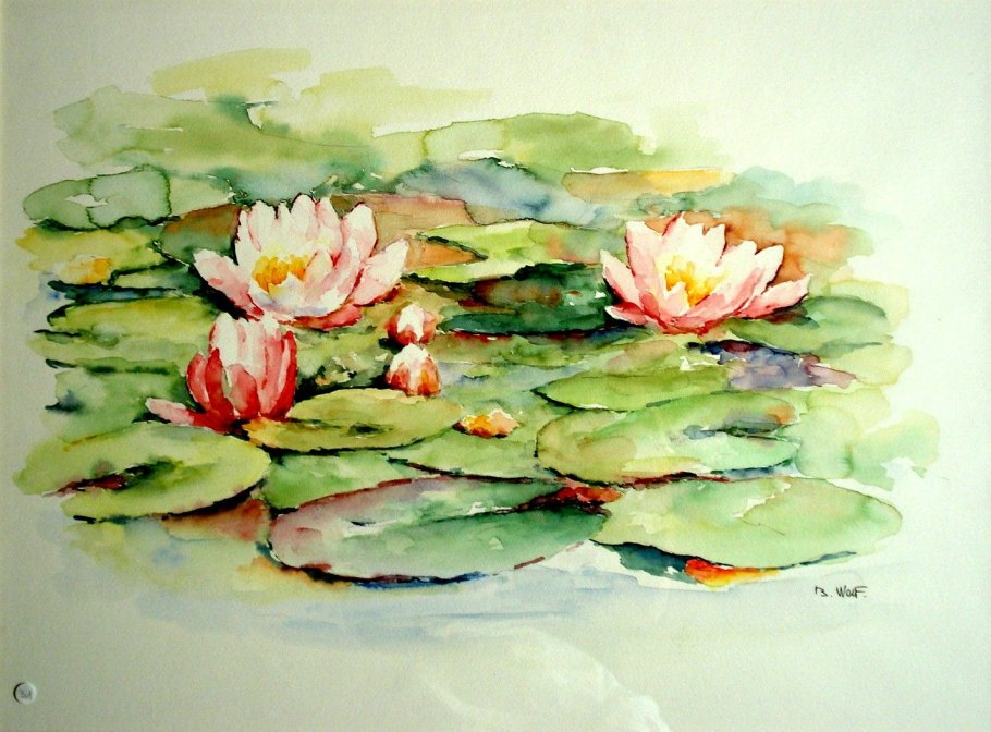 Водяная Лилия акварель