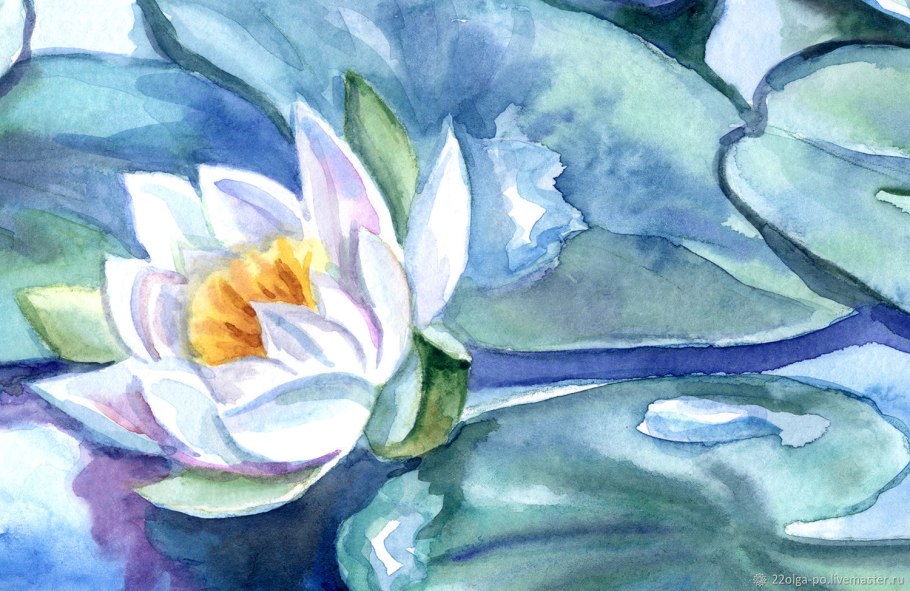 Водяная Лилия акварель