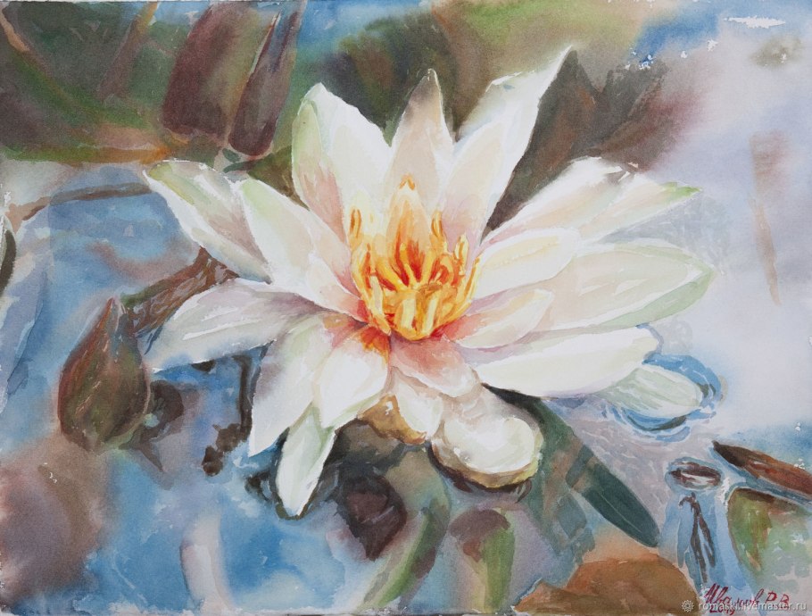Кувшинки акварелью
