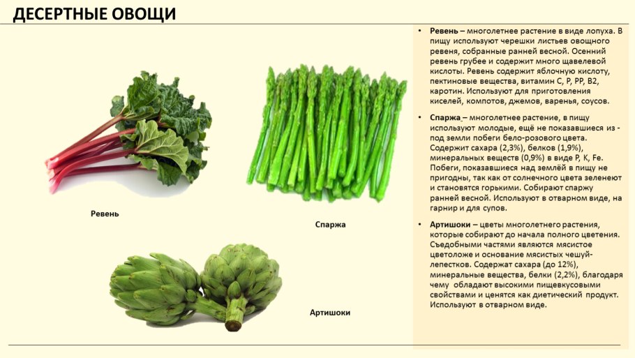 Ревень спаржа артишок