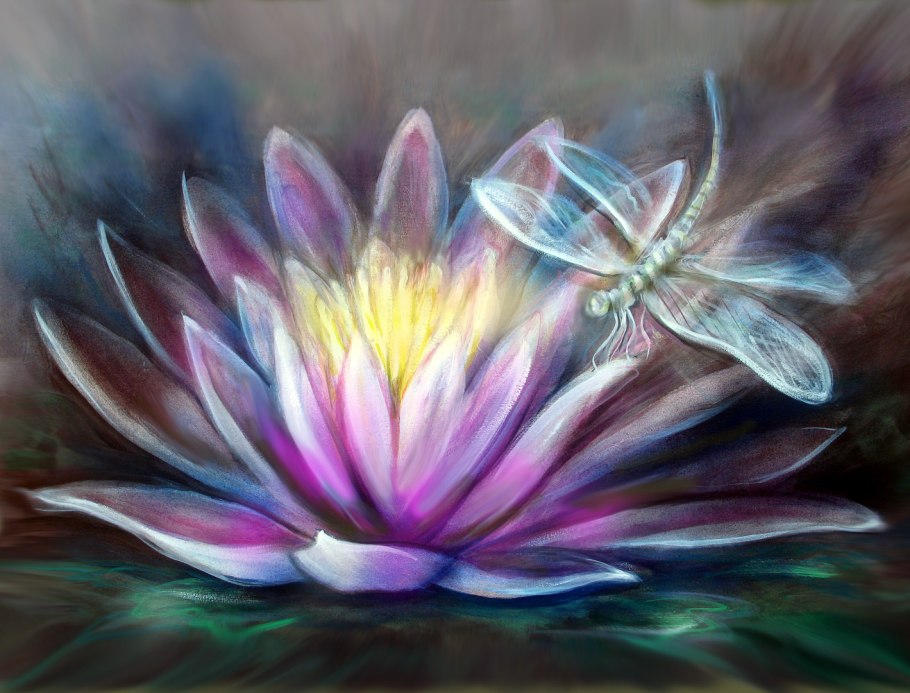 Стрекоза на лотосе