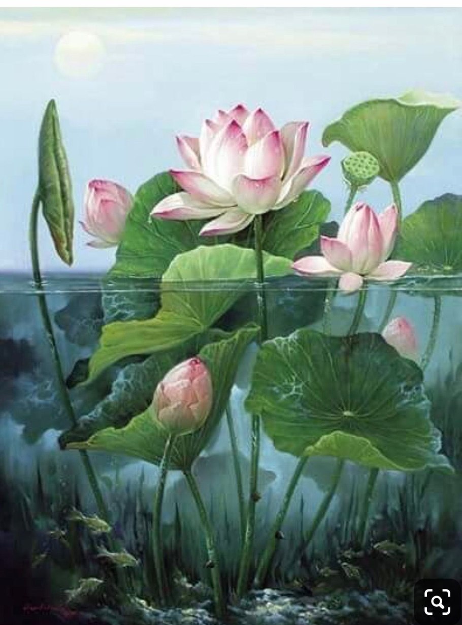 Китайская живопись Лотосовое озеро