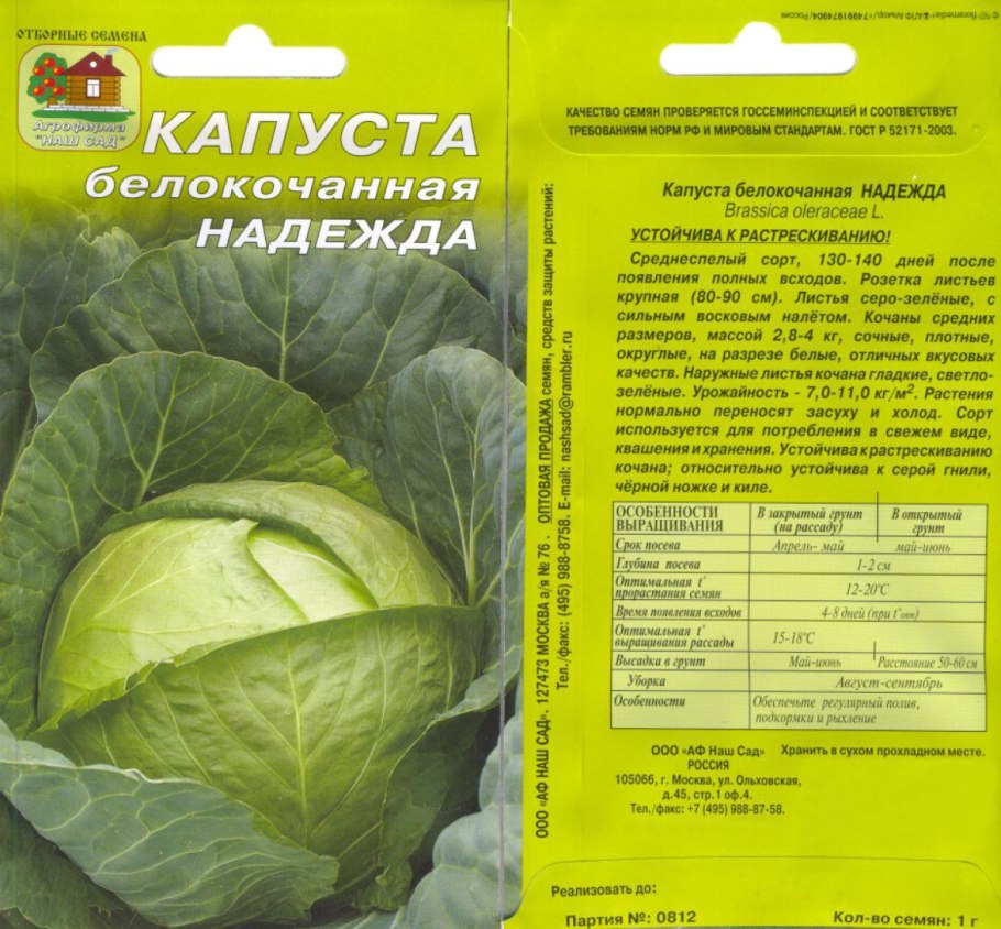 Капуста надежда: описание сорта, фото и отзывы садоводов о выращивании и урожайн