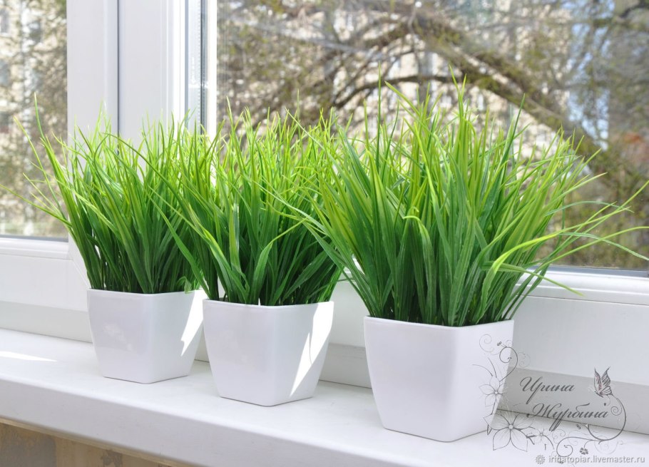 Травка в кашпо икеа