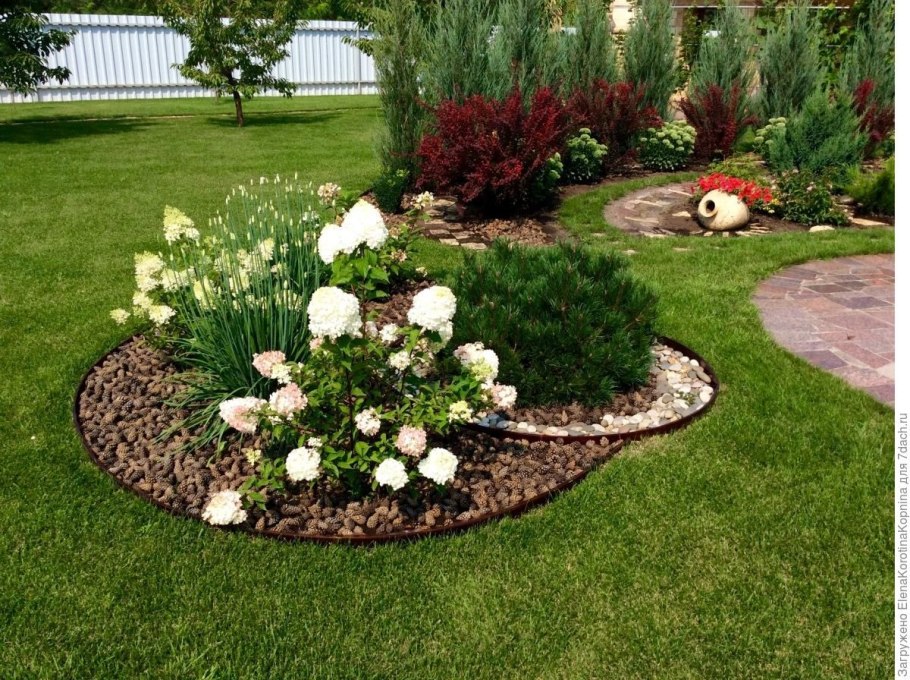 Мульчирование клумбы корой