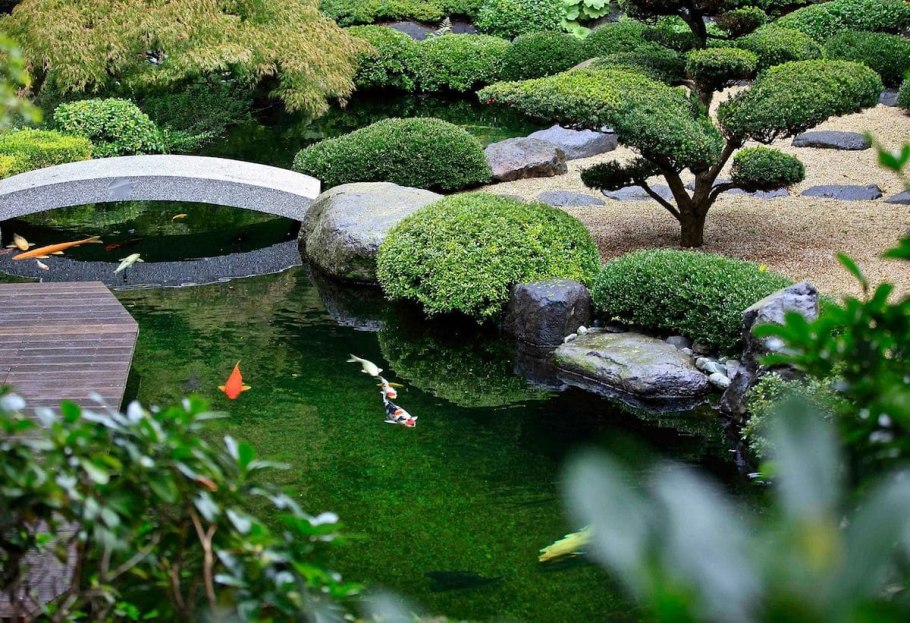 Японский сад цубо с прудом