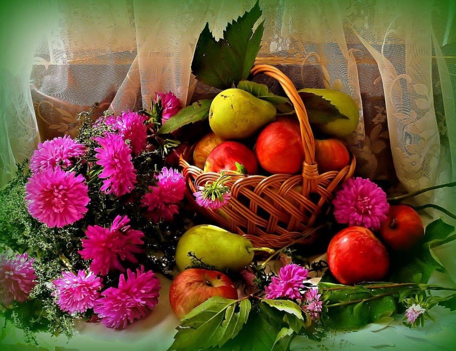 Откр с фруктами и цветами