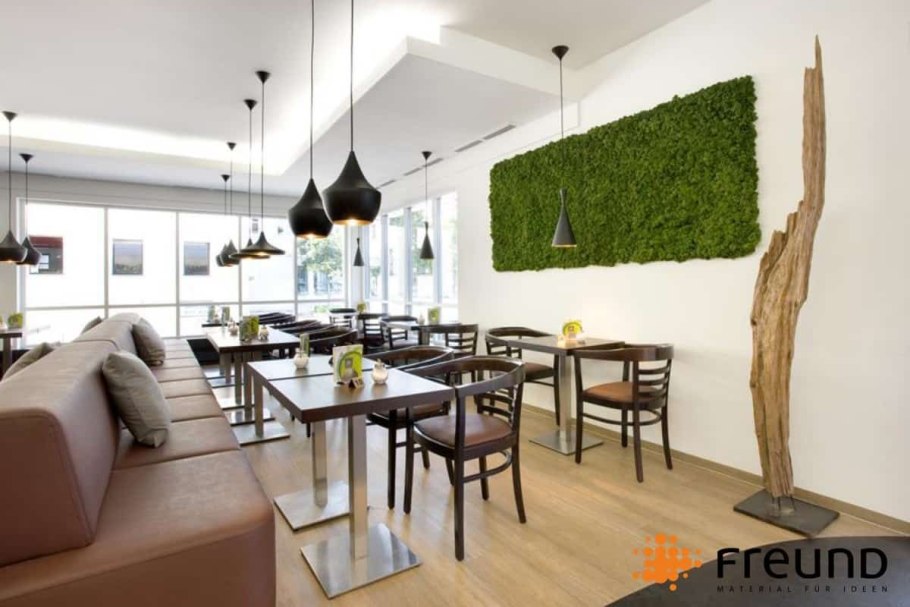 Мох в интерьере ресторана