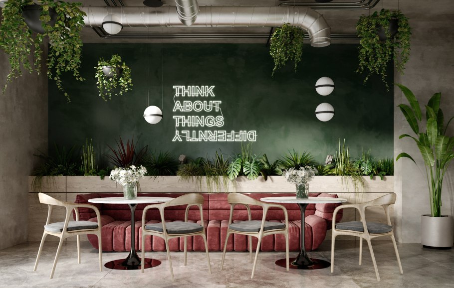 Кафе в темно зеленых тонах