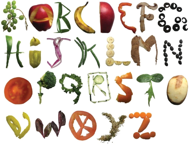 Буквы из продуктов