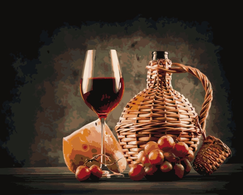 Натюрморт вино и сыр