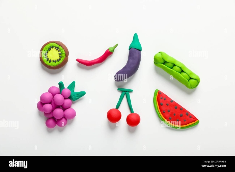 Овощи и фрукты из пластилина