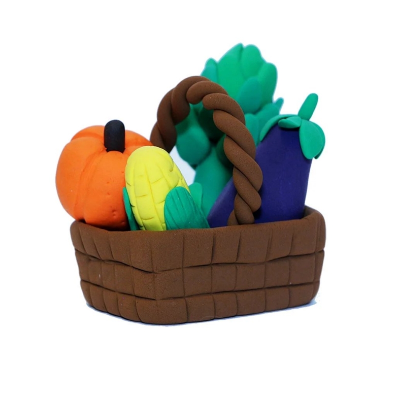 Корзина с фруктами пластилин