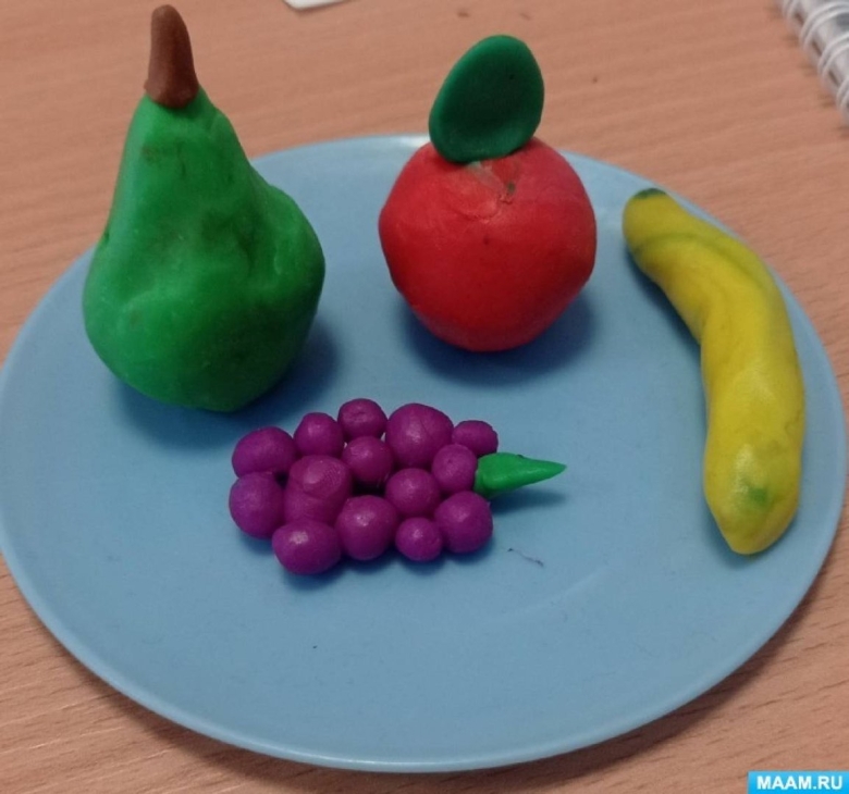 Лепка в старшей группе фрукты на тарелке