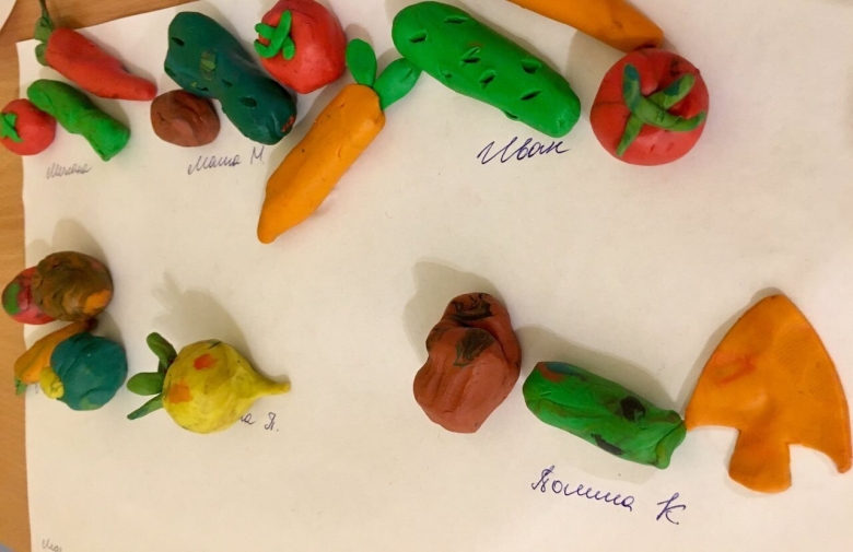 Лепка овощи и фрукты в средней группе