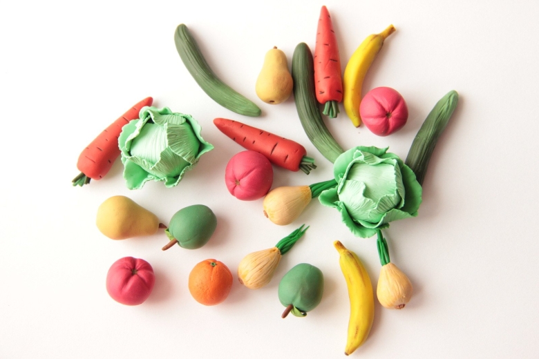 Овощи и фрукты из полимерной глины