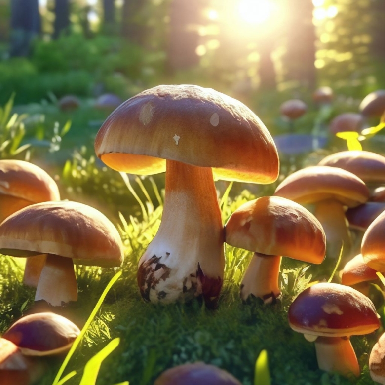 Грибная поляна в лесу