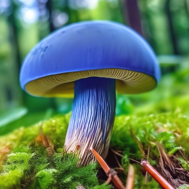 Небесно голубой гриб