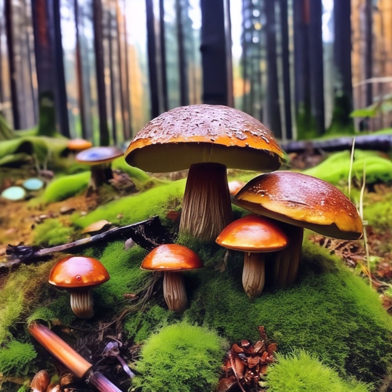 Лес с грибами