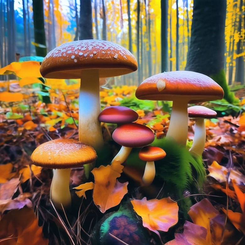 Грибы в осеннем лесу