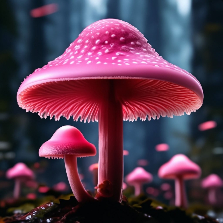 Розовые грибы