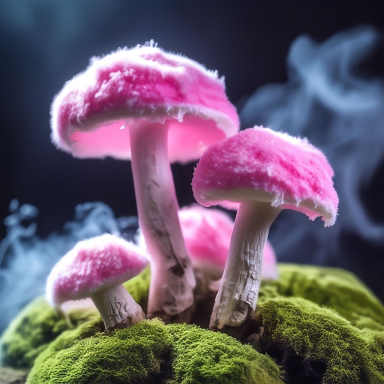 Розовые грибы