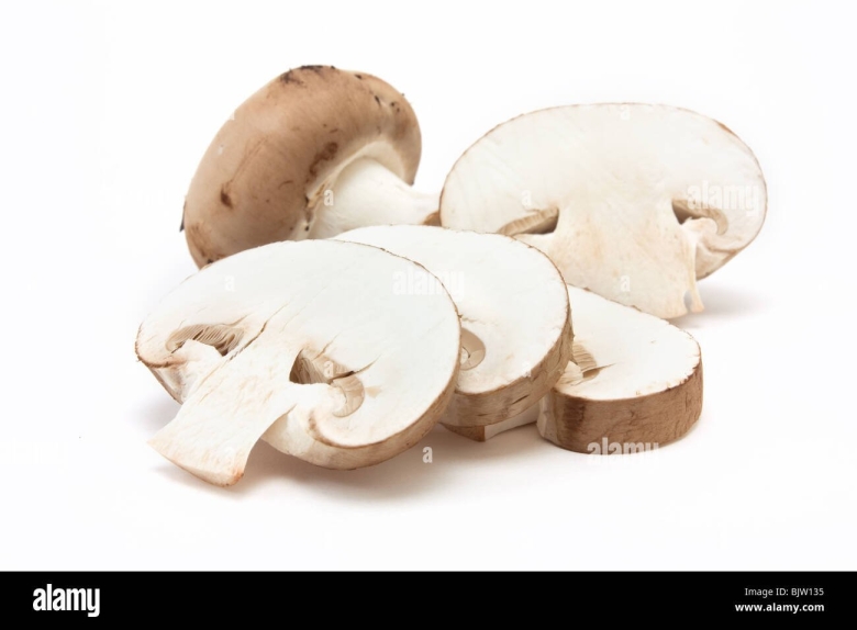 Грибы нарезанные на белом фоне