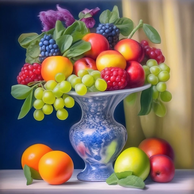 Натюрморт ваза с фруктами