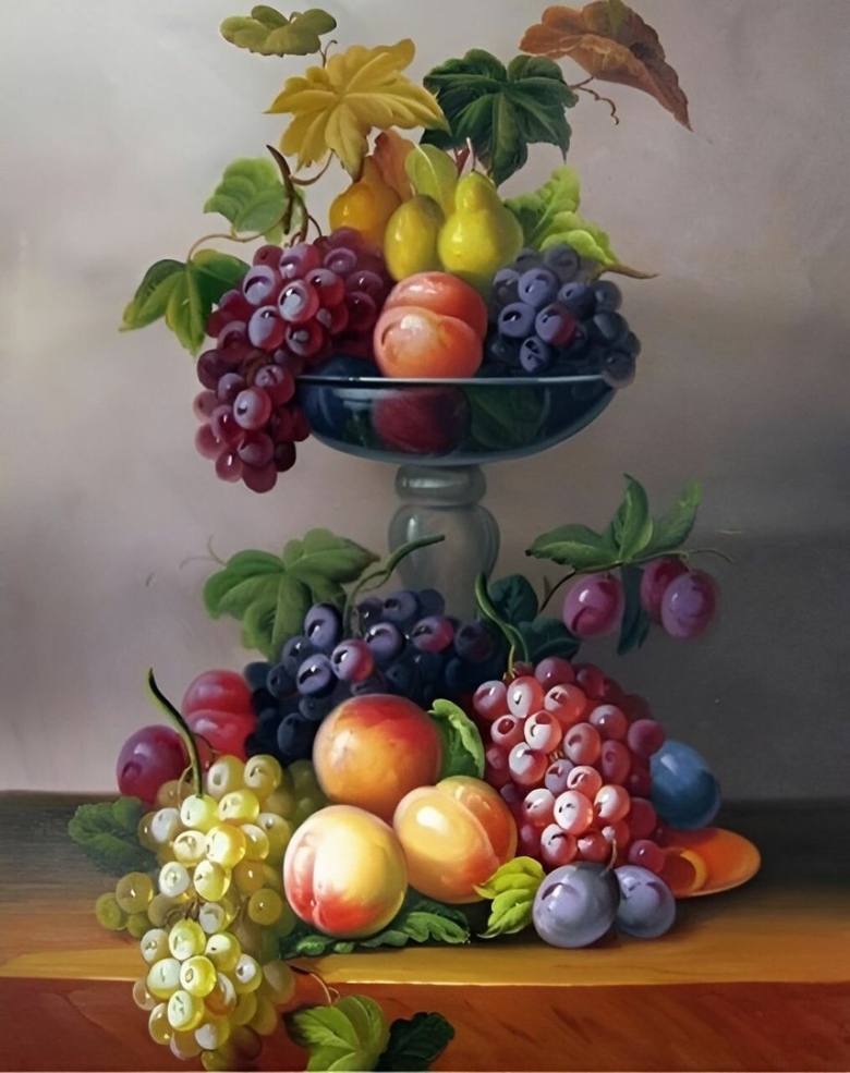 Натюрморт с цветами и фруктами