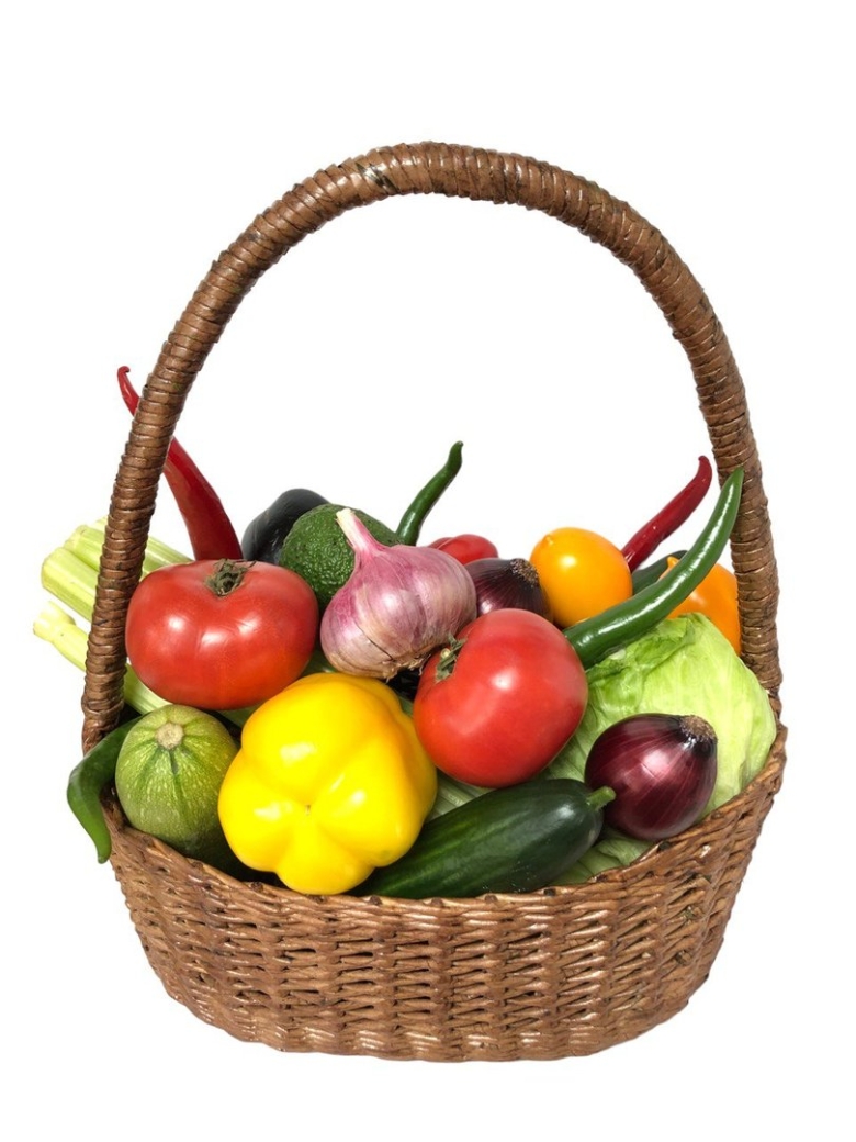 Корзина с фруктами и овощами