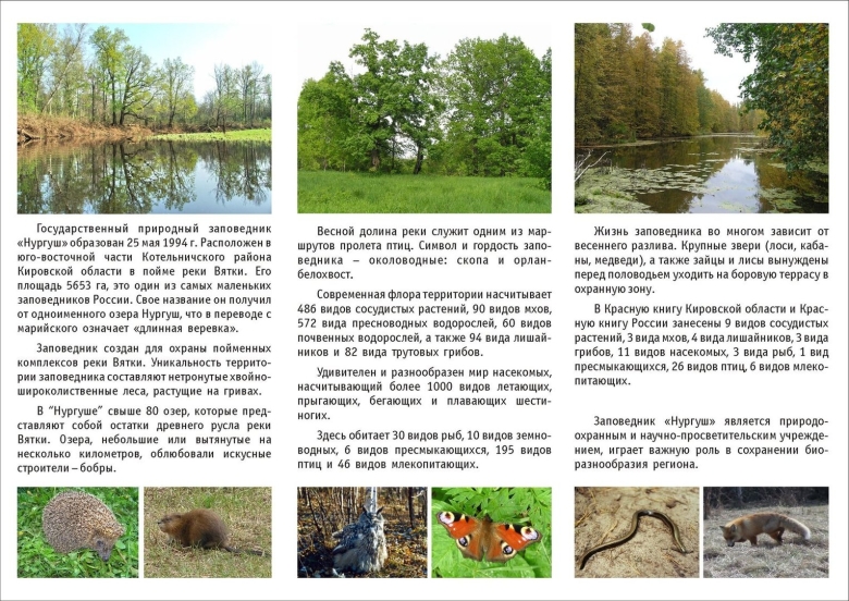 Буклет Кировская область заповедник Нургуш