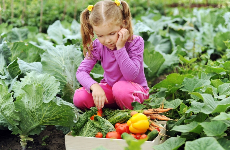Девочка в огороде