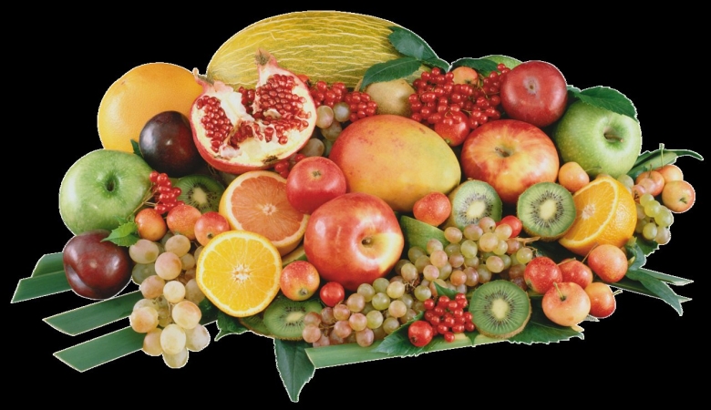 Овощи и фрукты на прозрачном фоне