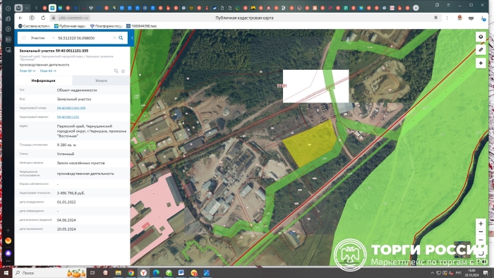 Кадастровая карта земельного участка