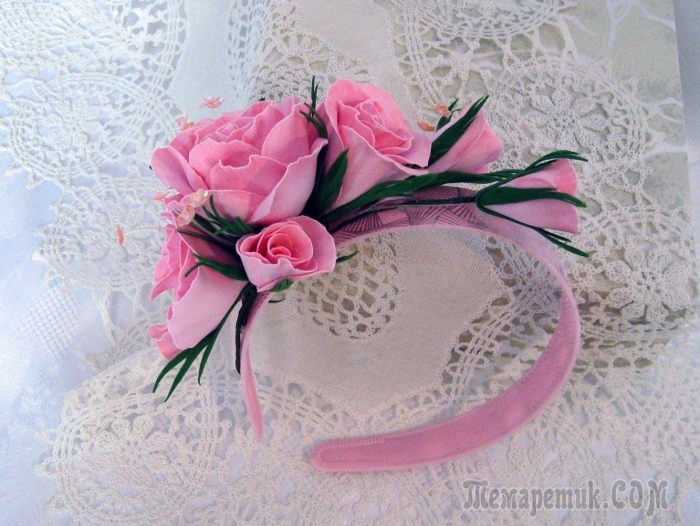Ободок с розами из фоамирана