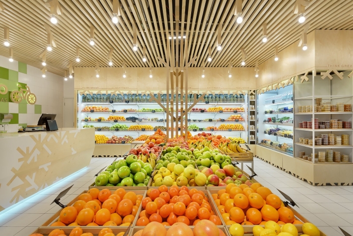 Интерьер овощного фруктового магазина