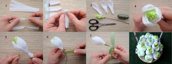 Подснежники из гофробумаги мастер класс