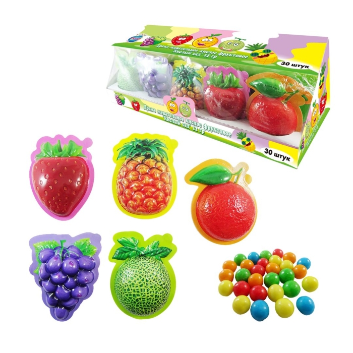 Драже  прикольные фрукты ассорти 11гр*30шт