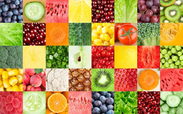 Коллаж из фруктов и овощей