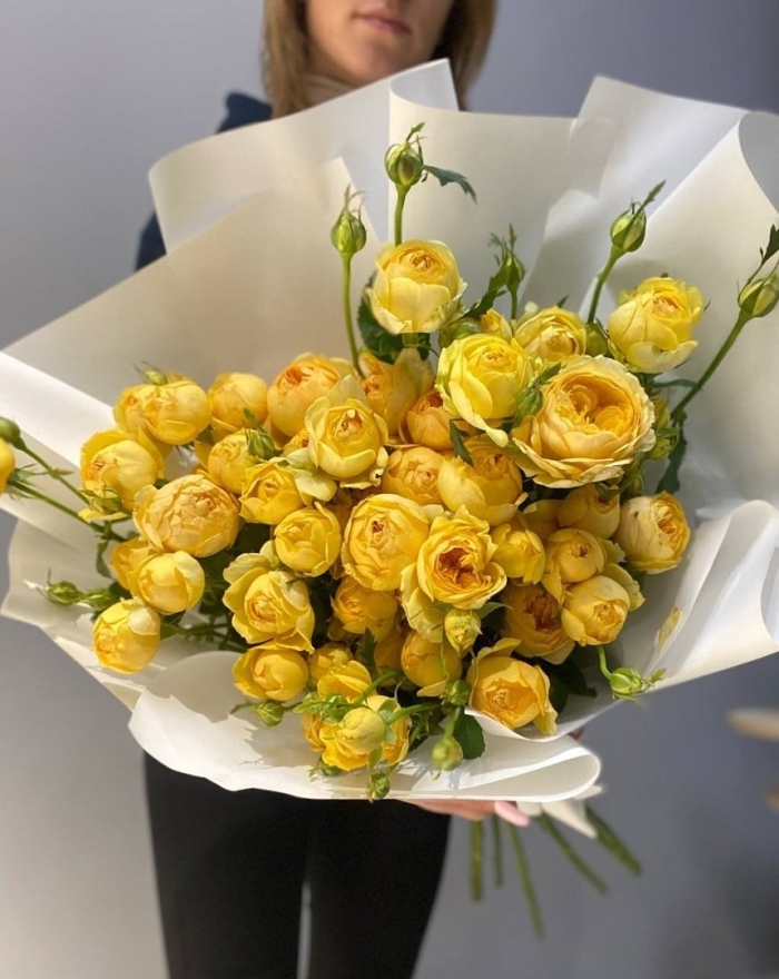 Роза кустовая желтая