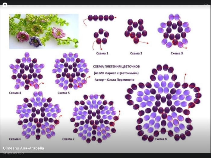 Схема плетения бисером цветов для начинающих