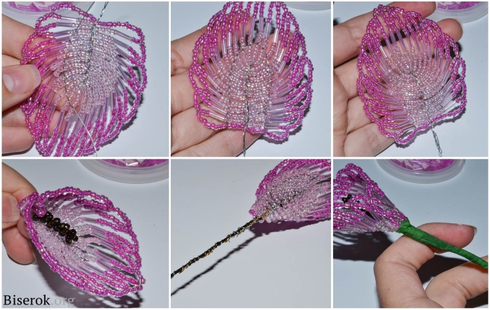 Цветок из бисера для начинающих пошагово