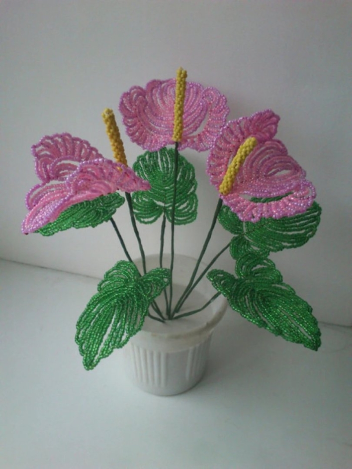 Цветок антуриум из бисера