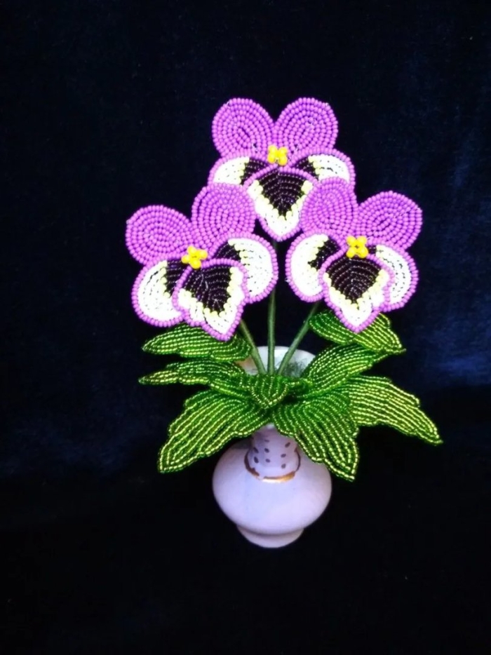 Бисер цветы анютины глазки