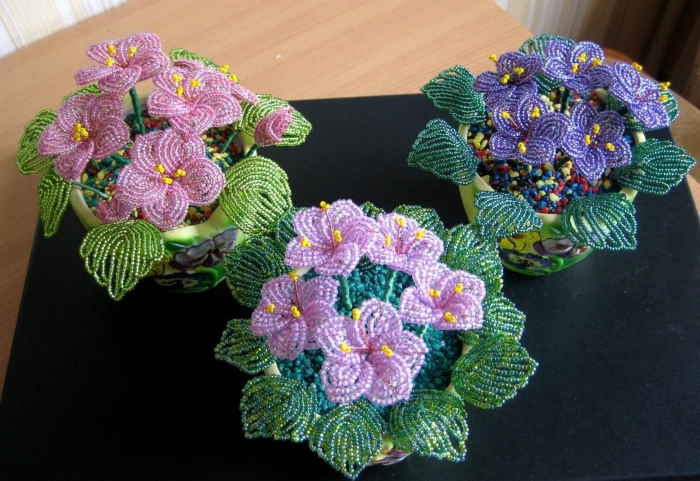 Бисер фиалка махровая мастер класс