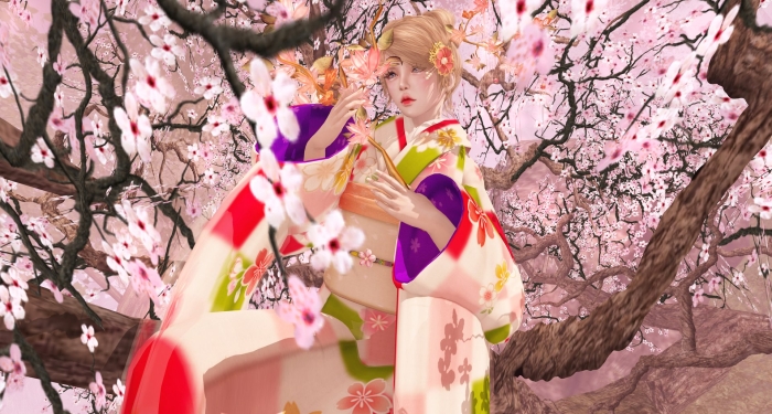 Черри блоссом в кимоно