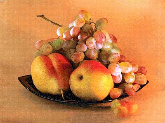 Натюрморт с фруктами и цветами