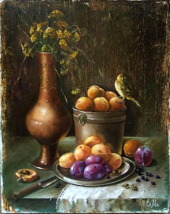 Натюрморт с фруктами живопись
