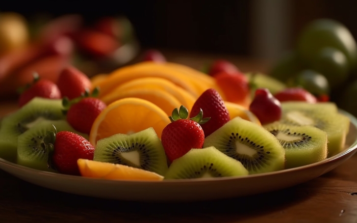 Фруктовая тарелка с клубникой